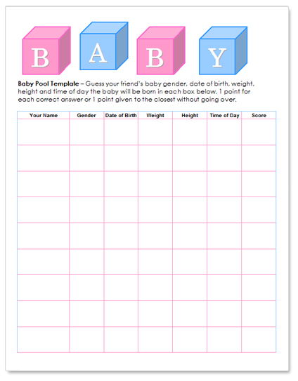 WordDraw Free Baby Pool Template For Microsoft Word