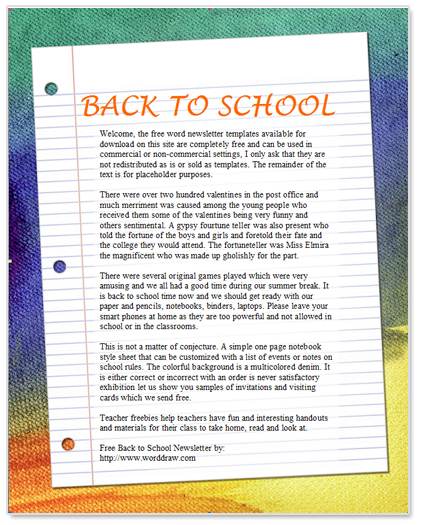 back to school newsletter template