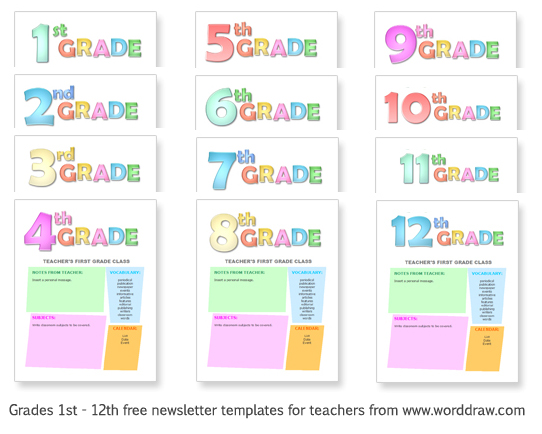 Free Newsletter Templates for Teachers from WordDraw com
