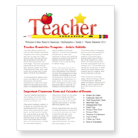 Teacher Newsletter Templates on Free Teacher Newsletter Templates