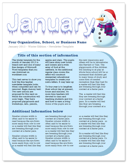 January Newsletter Ideas For Seniors