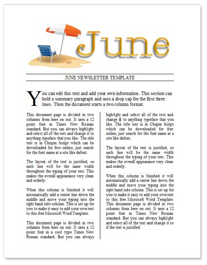 June newsletter template
