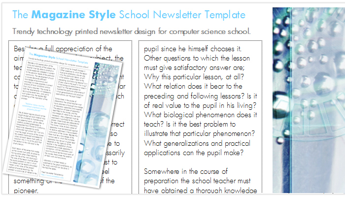 Magazine style school newsletter template. school newsletter template